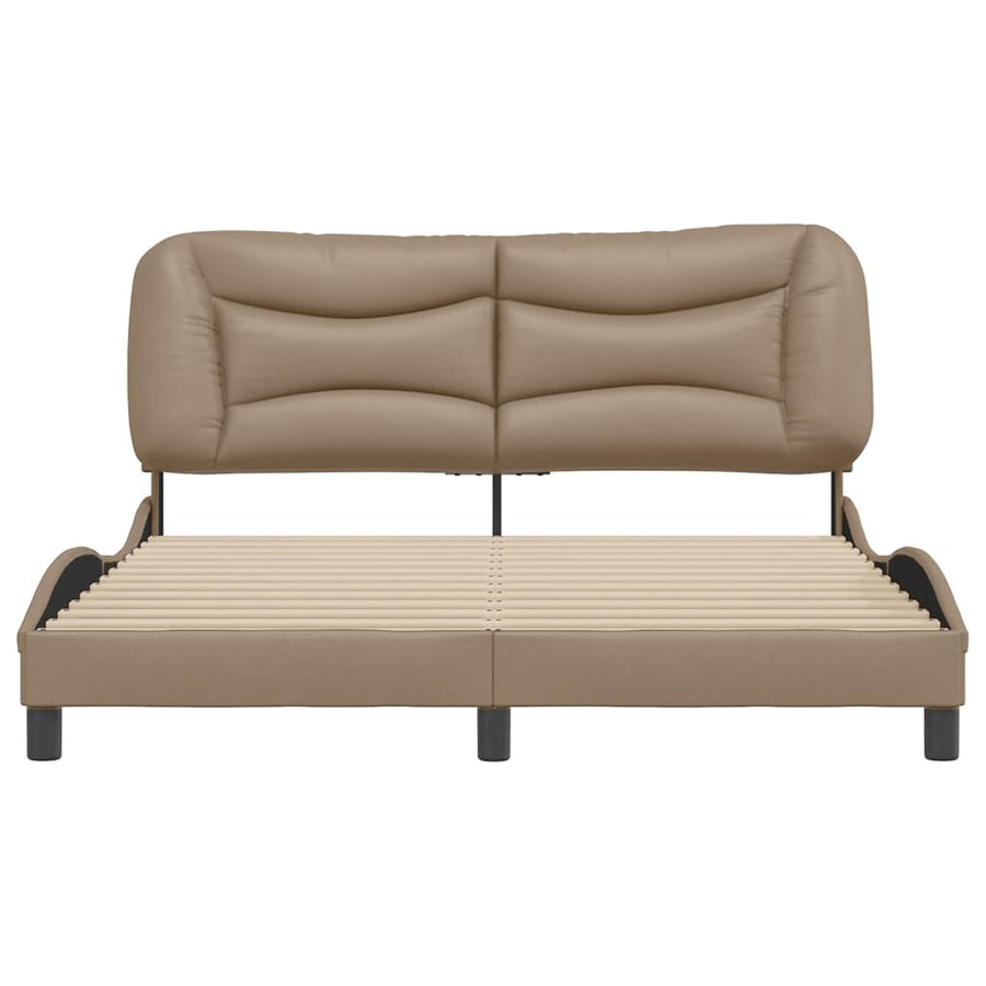 Bedframe Met Hoofdbord Kunstleer Cappuccinokleurig 160X200 Cm