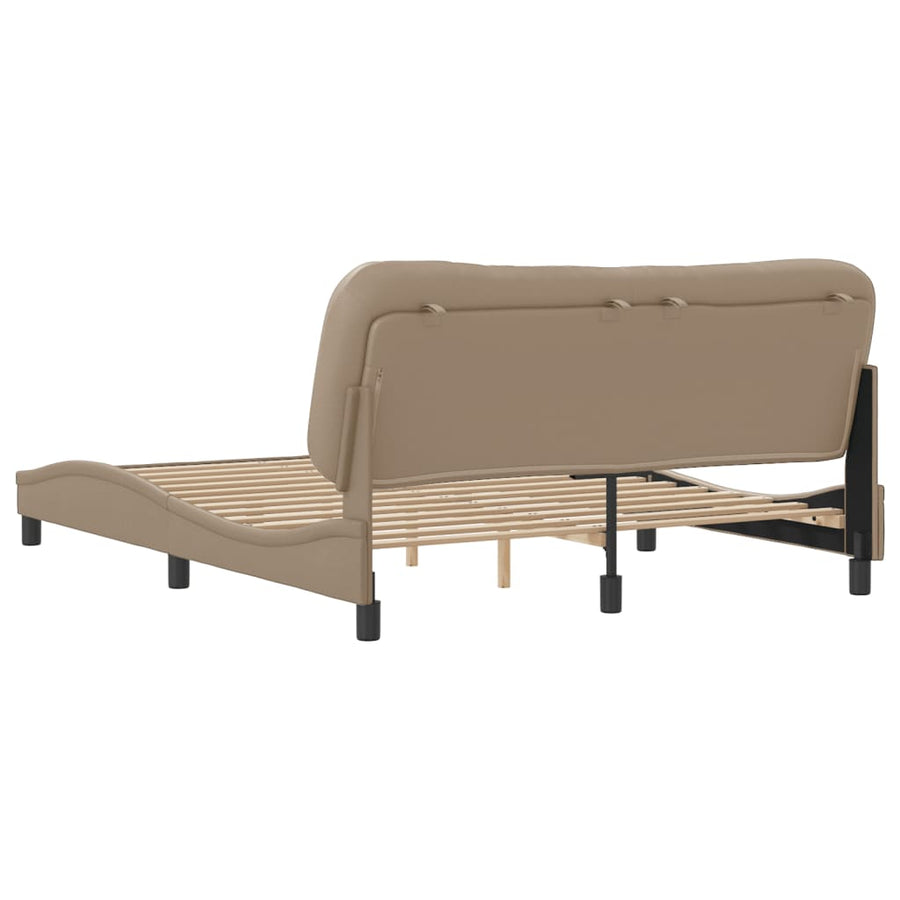 Bedframe Met Hoofdbord Kunstleer Cappuccinokleurig 160X200 Cm