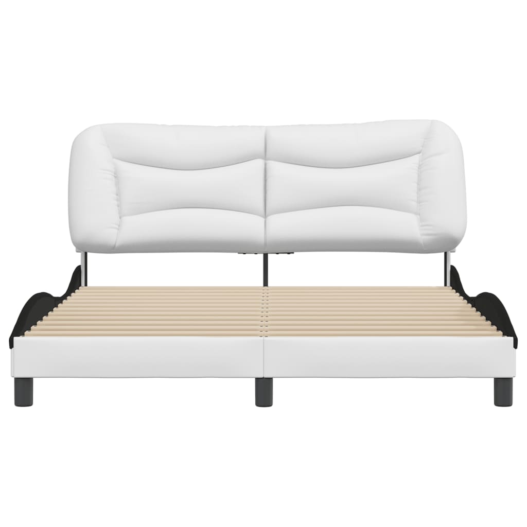 Bedframe Met Hoofdbord Kunstleer Zwart En Wit 160X200 Cm