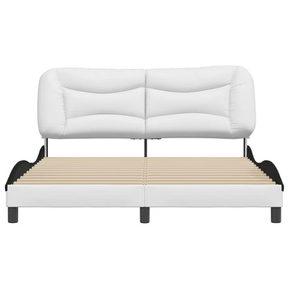 Bedframe Met Hoofdbord Kunstleer Zwart En Wit 160X200 Cm