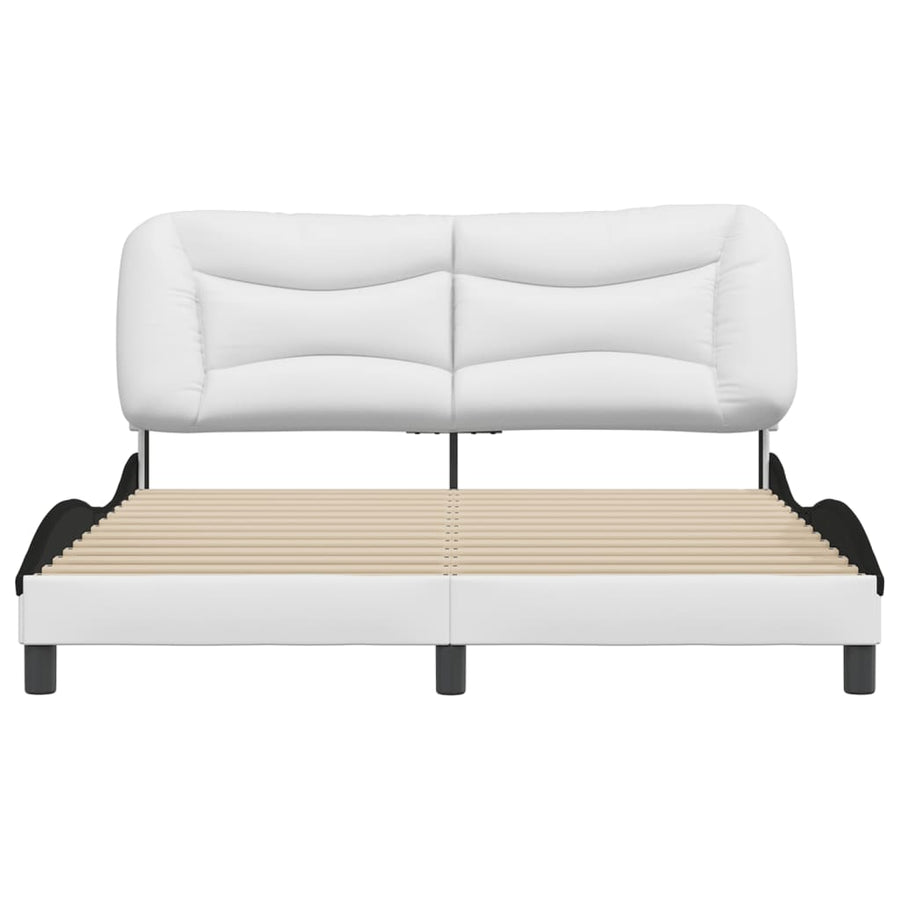 Bedframe Met Hoofdbord Kunstleer Zwart En Wit 160X200 Cm