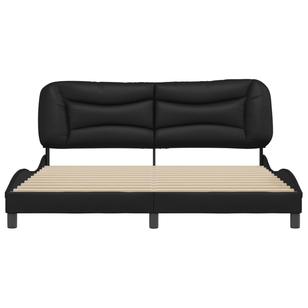 Bedframe Met Hoofdbord Kunstleer Zwart 180X200 Cm