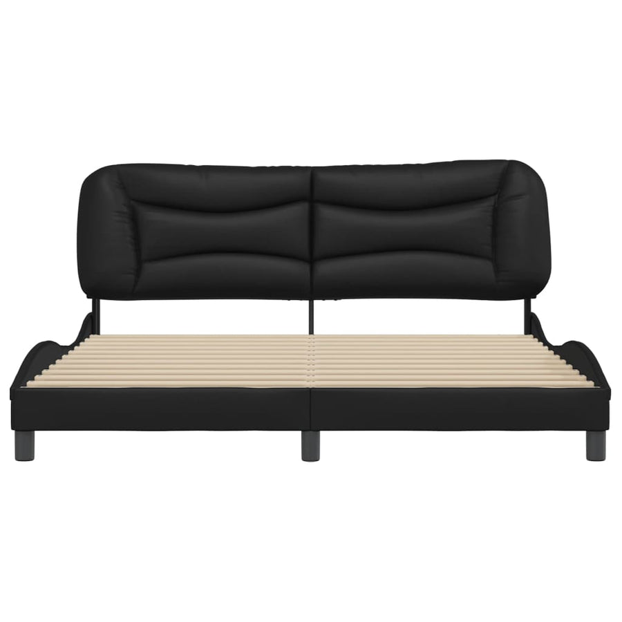 Bedframe Met Hoofdbord Kunstleer Zwart 180X200 Cm