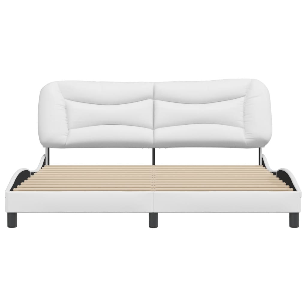 Bedframe Met Hoofdbord Kunstleer Wit 180X200 Cm