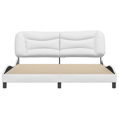 Bedframe Met Hoofdbord Kunstleer Wit 180X200 Cm