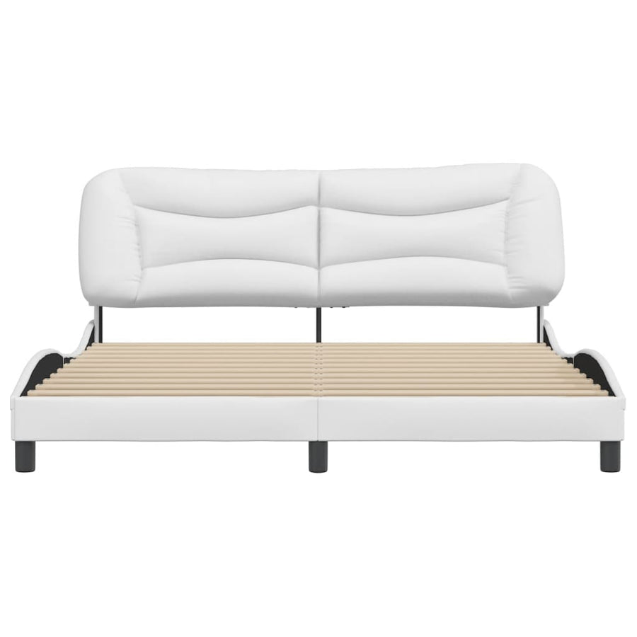 Bedframe Met Hoofdbord Kunstleer Wit 180X200 Cm
