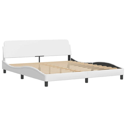Bedframe Met Hoofdbord Kunstleer Wit 180X200 Cm
