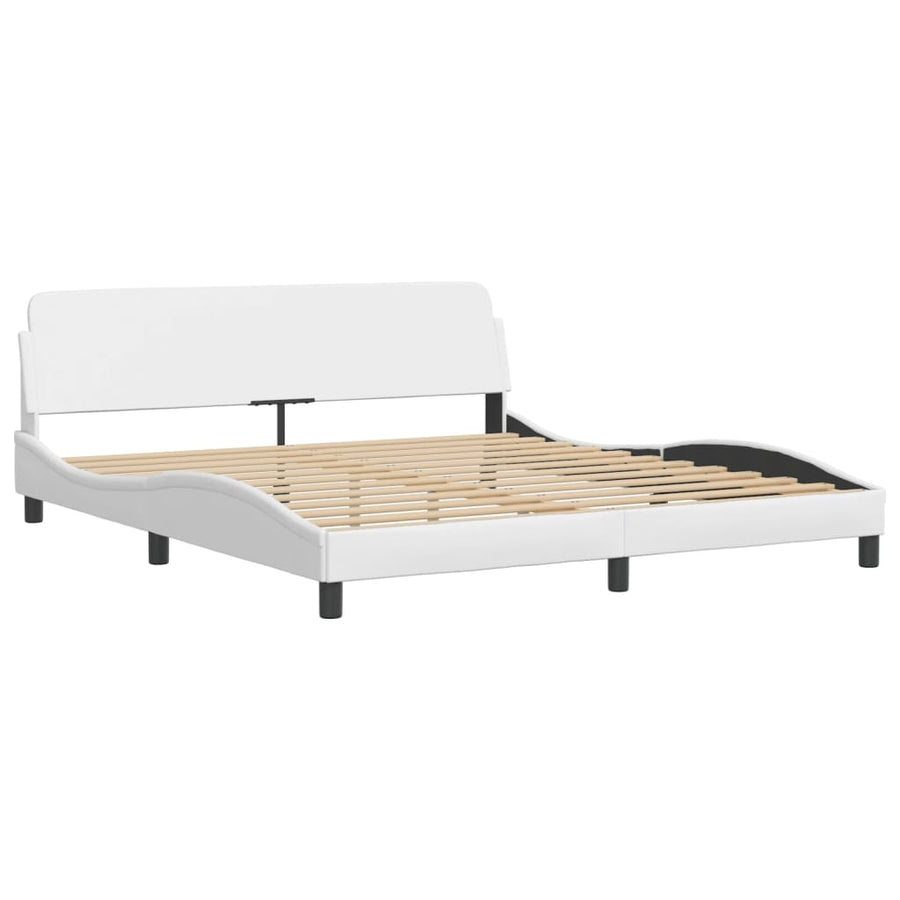 Bedframe Met Hoofdbord Kunstleer Wit 180X200 Cm