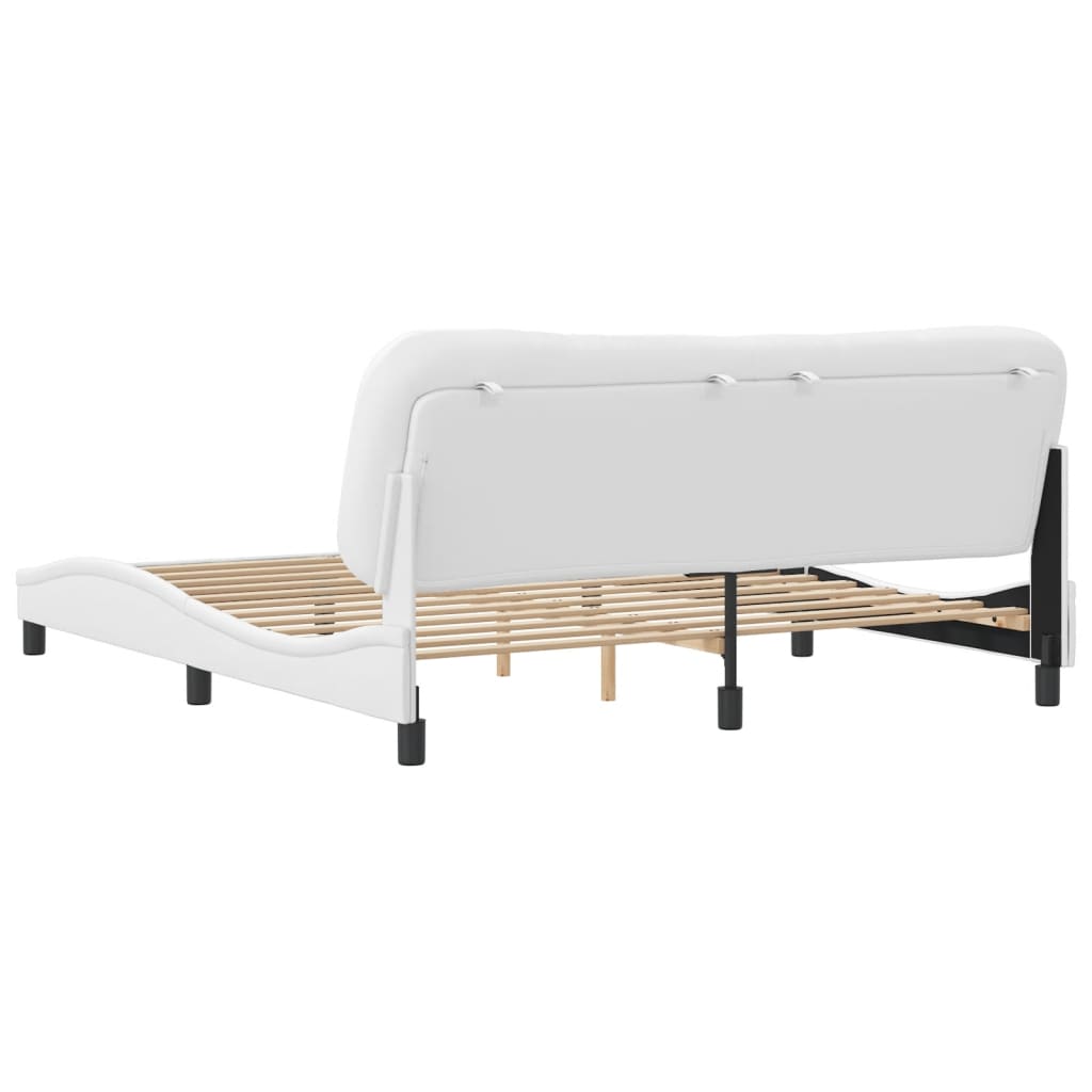 Bedframe Met Hoofdbord Kunstleer Wit 180X200 Cm