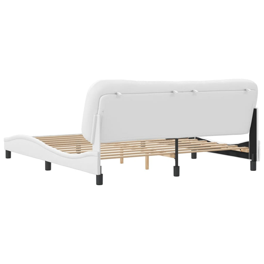 Bedframe Met Hoofdbord Kunstleer Wit 180X200 Cm