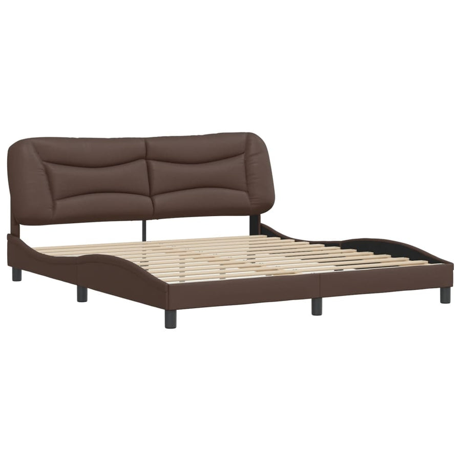 Bedframe Met Hoofdbord Kunstleer Bruin 180X200 Cm