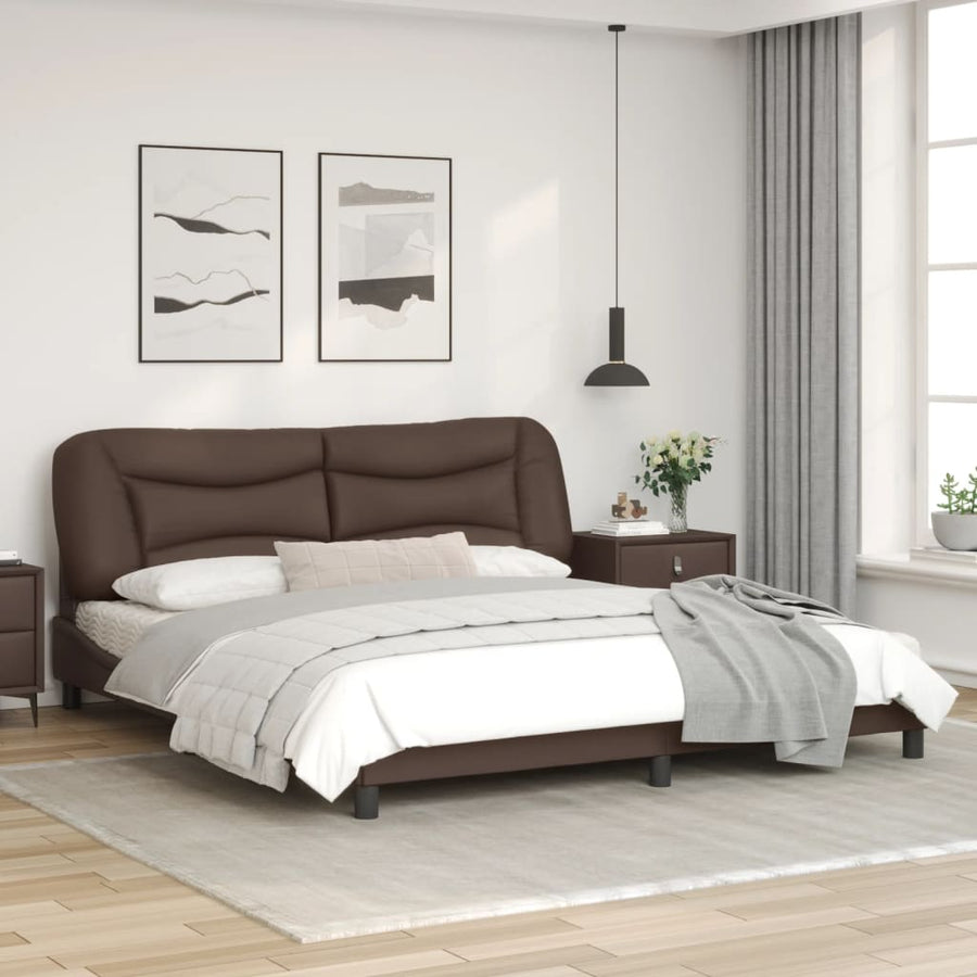 Bedframe Met Hoofdbord Kunstleer Bruin 180X200 Cm