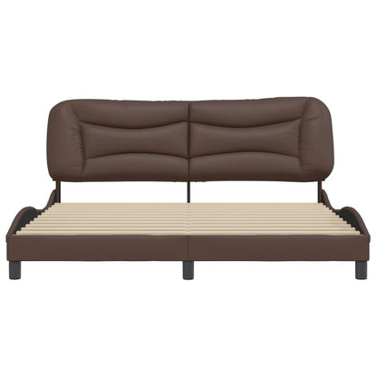 Bedframe Met Hoofdbord Kunstleer Bruin 180X200 Cm