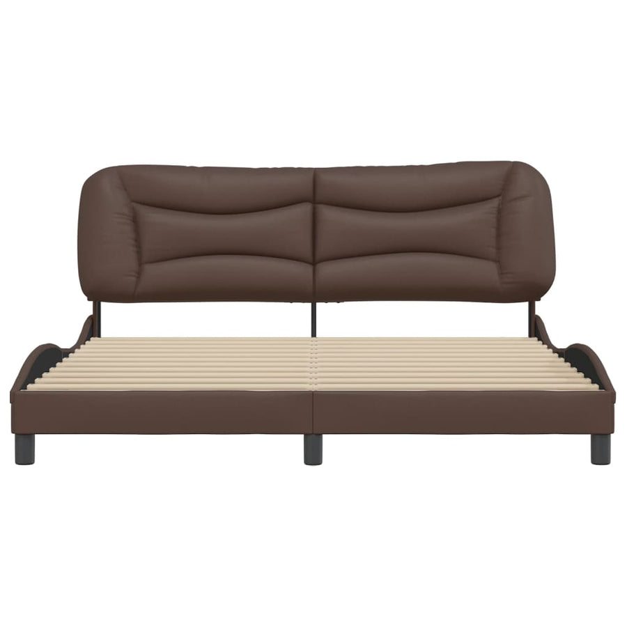 Bedframe Met Hoofdbord Kunstleer Bruin 180X200 Cm