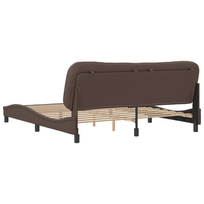 Bedframe Met Hoofdbord Kunstleer Bruin 180X200 Cm