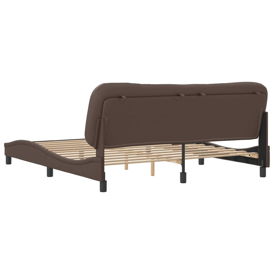 Bedframe Met Hoofdbord Kunstleer Bruin 180X200 Cm