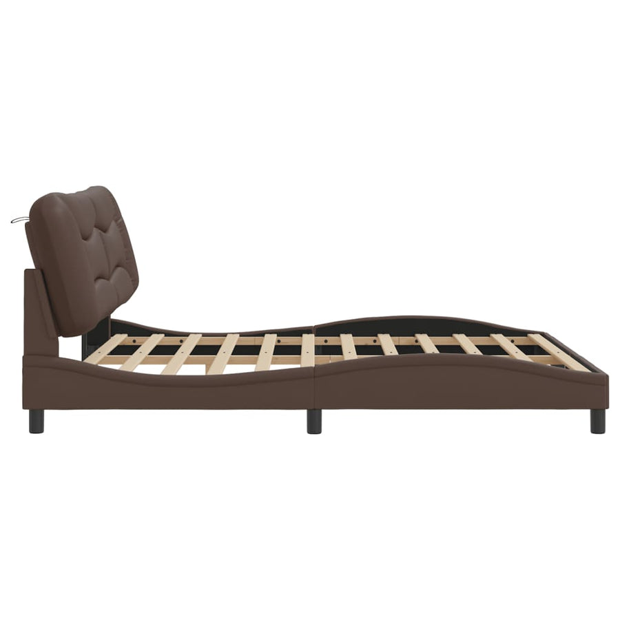 Bedframe Met Hoofdbord Kunstleer Bruin 180X200 Cm