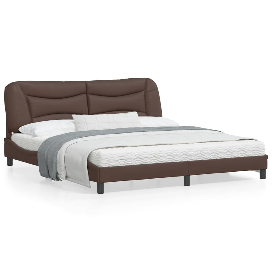 Bedframe Met Hoofdbord Kunstleer Bruin 180X200 Cm