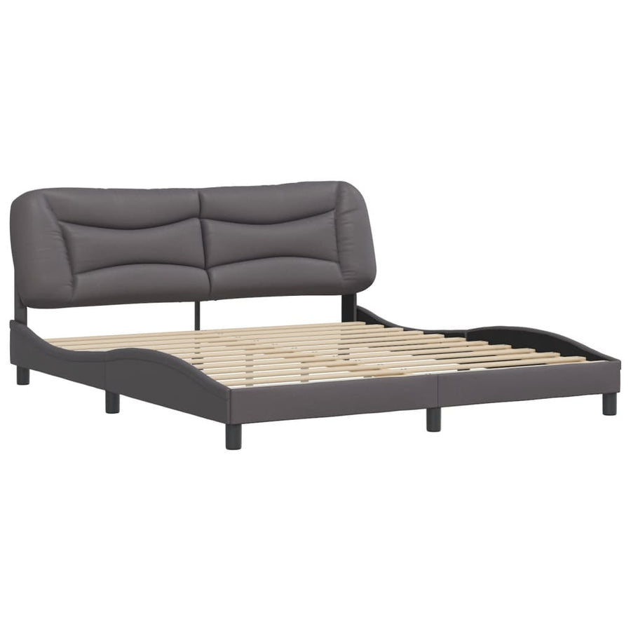 Bedframe Met Hoofdbord Kunstleer Grijs 180X200 Cm