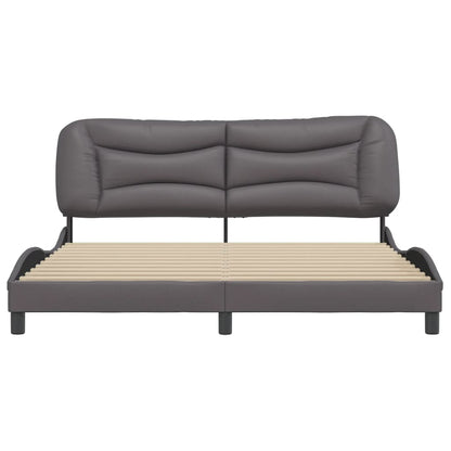 Bedframe Met Hoofdbord Kunstleer Grijs 180X200 Cm