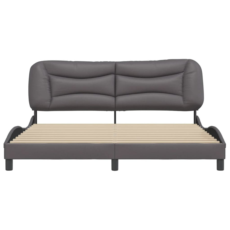 Bedframe Met Hoofdbord Kunstleer Grijs 180X200 Cm