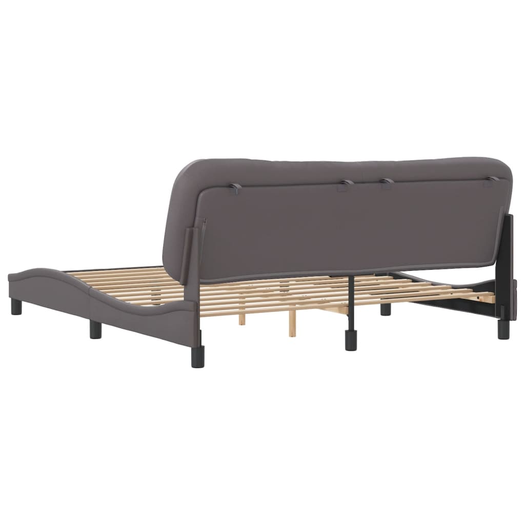 Bedframe Met Hoofdbord Kunstleer Grijs 180X200 Cm