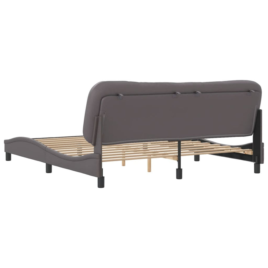 Bedframe Met Hoofdbord Kunstleer Grijs 180X200 Cm