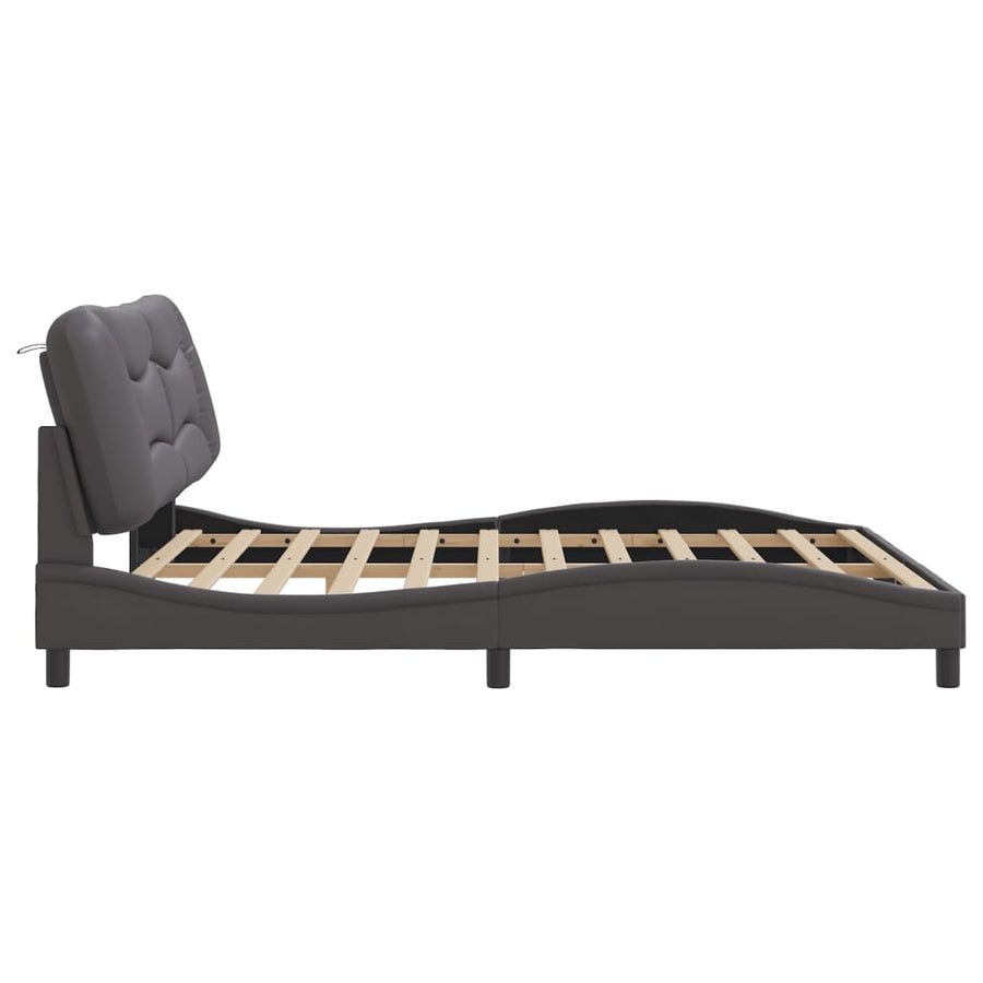 Bedframe Met Hoofdbord Kunstleer Grijs 180X200 Cm