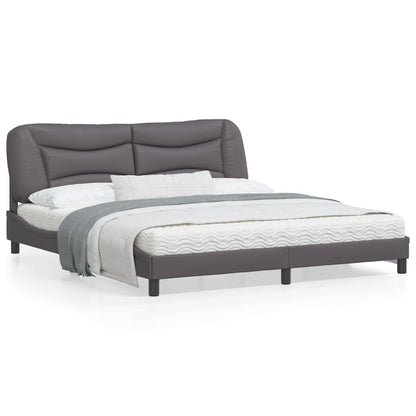 Bedframe Met Hoofdbord Kunstleer Grijs 180X200 Cm