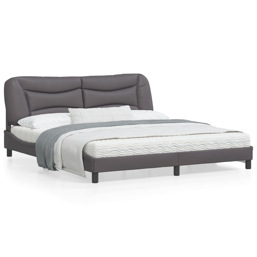 Bedframe Met Hoofdbord Kunstleer Grijs 180X200 Cm