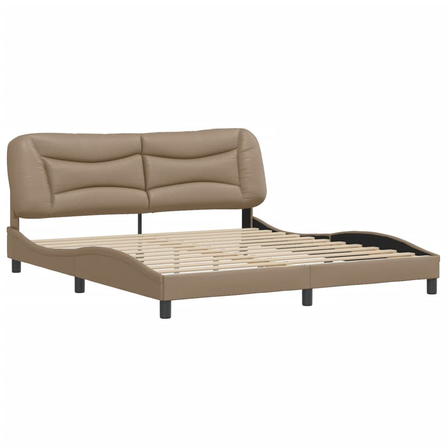 Bedframe Met Hoofdbord Kunstleer Cappuccinokleurig 180X200 Cm