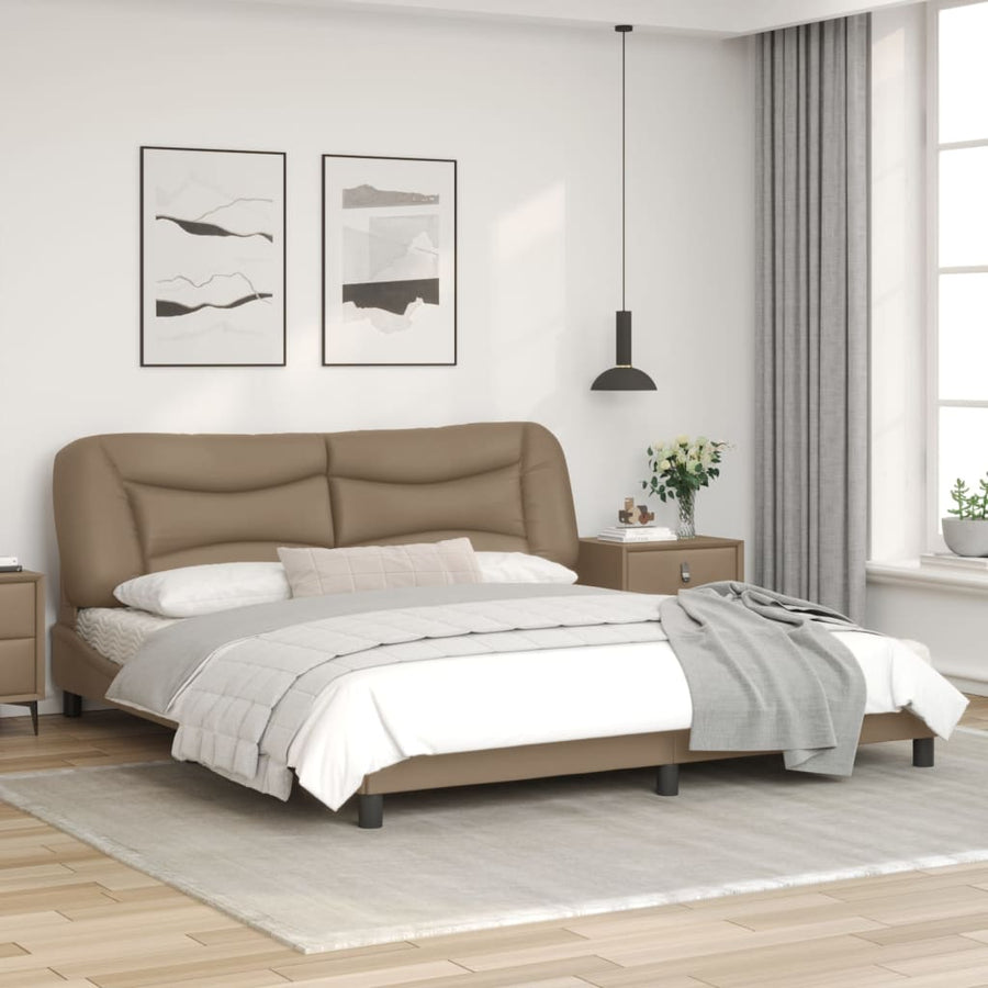 Bedframe Met Hoofdbord Kunstleer Cappuccinokleurig 180X200 Cm