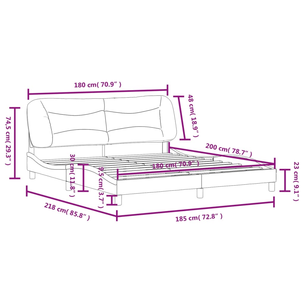 Bedframe Met Hoofdbord Kunstleer Cappuccinokleurig 180X200 Cm
