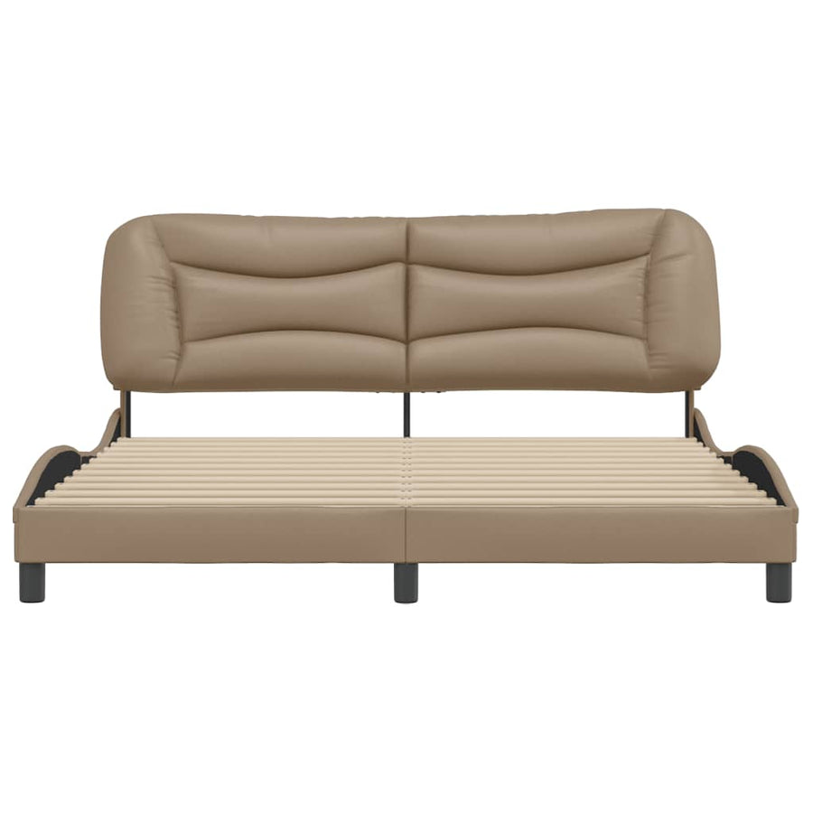 Bedframe Met Hoofdbord Kunstleer Cappuccinokleurig 180X200 Cm