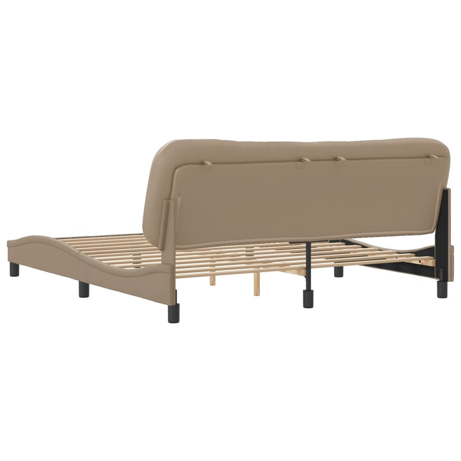 Bedframe Met Hoofdbord Kunstleer Cappuccinokleurig 180X200 Cm