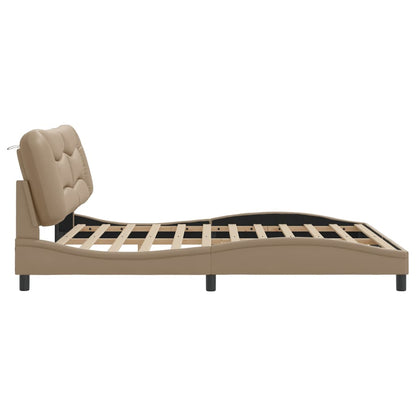 Bedframe Met Hoofdbord Kunstleer Cappuccinokleurig 180X200 Cm
