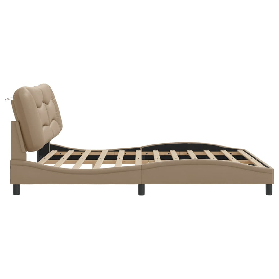 Bedframe Met Hoofdbord Kunstleer Cappuccinokleurig 180X200 Cm