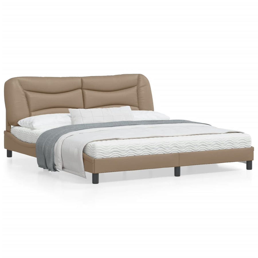 Bedframe Met Hoofdbord Kunstleer Cappuccinokleurig 180X200 Cm