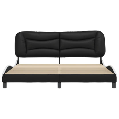 Bedframe Met Hoofdbord Kunstleer Zwart En Wit 180X200 Cm
