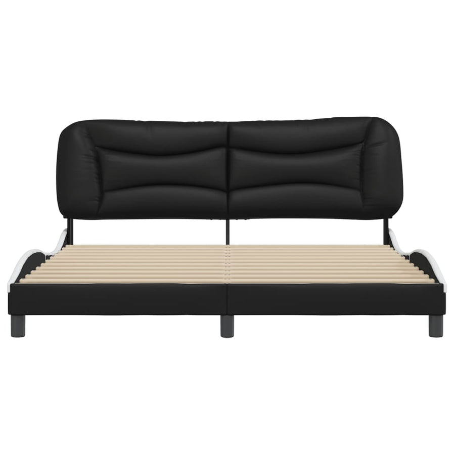 Bedframe Met Hoofdbord Kunstleer Zwart En Wit 180X200 Cm