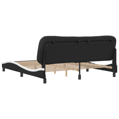 Bedframe Met Hoofdbord Kunstleer Zwart En Wit 180X200 Cm