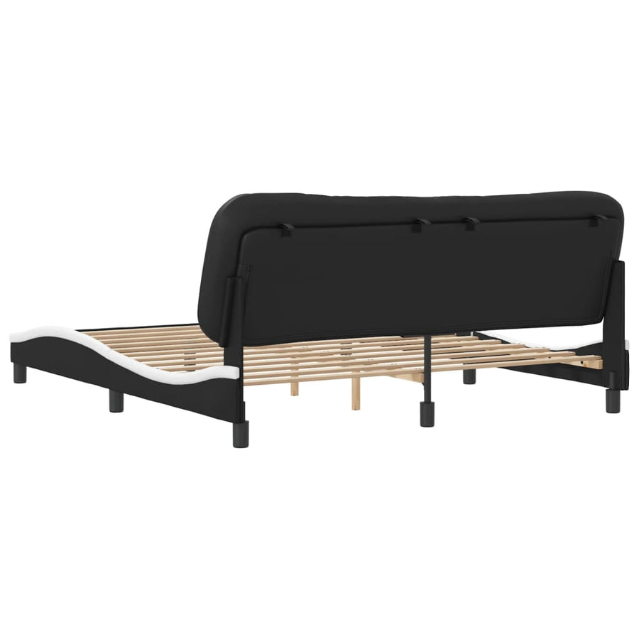 Bedframe Met Hoofdbord Kunstleer Zwart En Wit 180X200 Cm