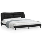 Bed frame without mattress "Hvar" faux leather black and white 180x200 cm