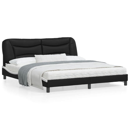 Bedframe Met Hoofdbord Kunstleer Zwart En Wit 180X200 Cm