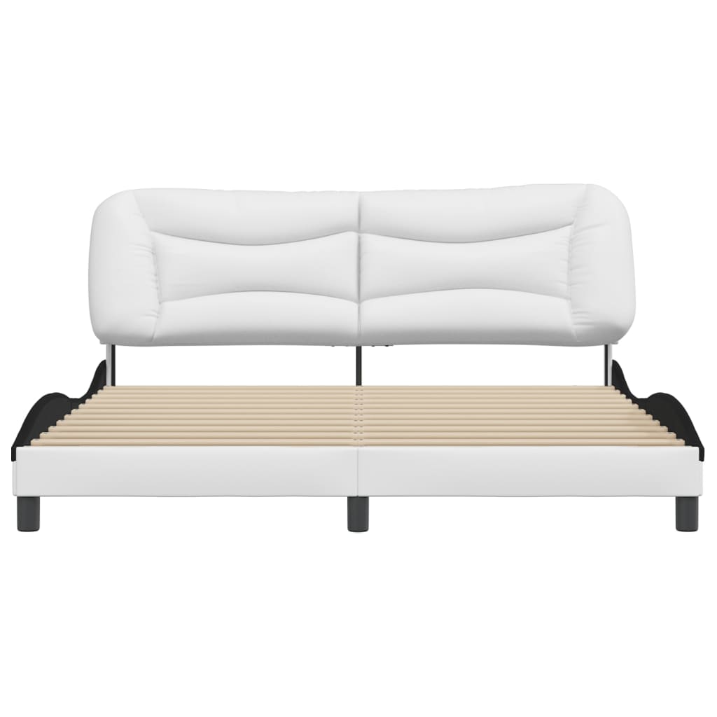 Bedframe Met Hoofdbord Kunstleer Wit En Zwart 180X200 Cm
