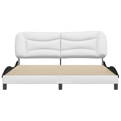 Bedframe Met Hoofdbord Kunstleer Wit En Zwart 180X200 Cm