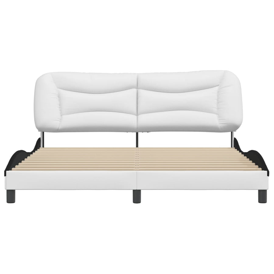 Bedframe Met Hoofdbord Kunstleer Wit En Zwart 180X200 Cm