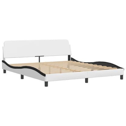 Bedframe Met Hoofdbord Kunstleer Wit En Zwart 180X200 Cm