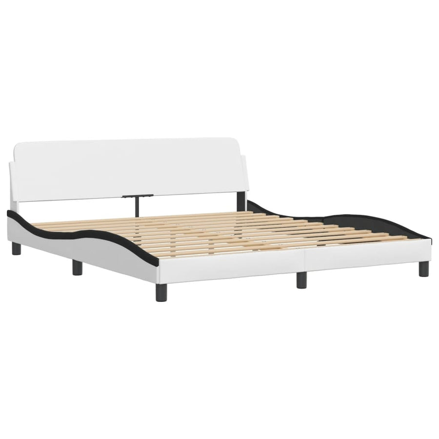 Bedframe Met Hoofdbord Kunstleer Wit En Zwart 180X200 Cm