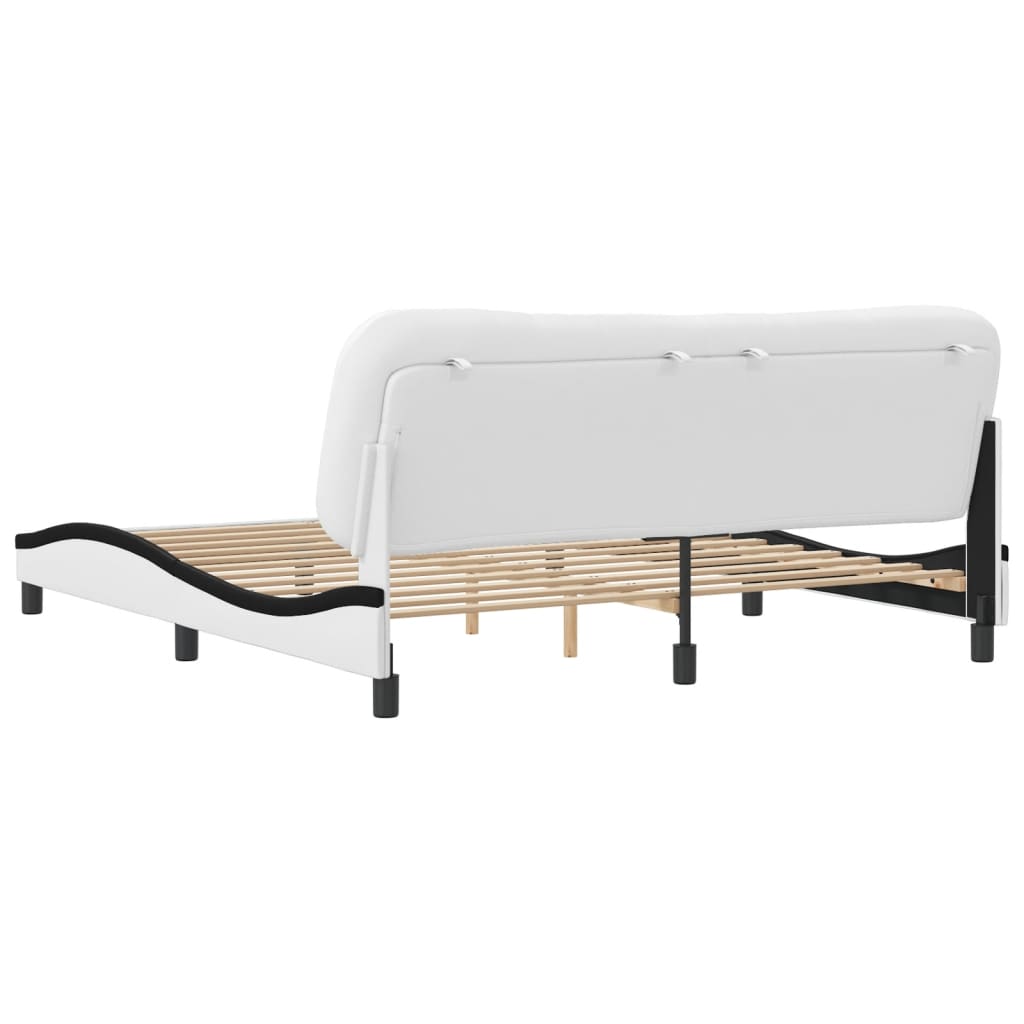 Bedframe Met Hoofdbord Kunstleer Wit En Zwart 180X200 Cm